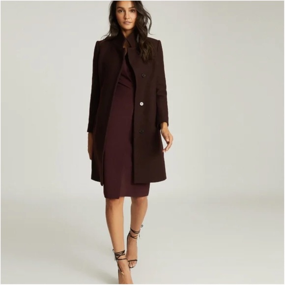 REISS Marcie Wool Coat in Plum Berry NWT US4 UK8 - Picture 16 of 16
